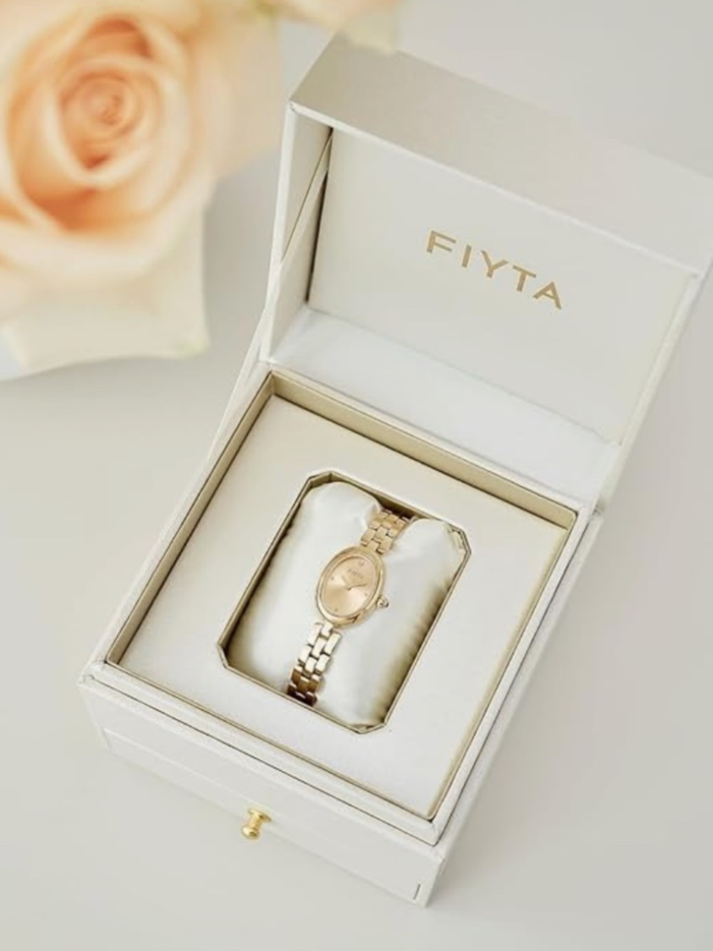 NEW FIYTA Gold Small Oval Vintage Watch with Sapphire Crystal - Picture 4 of 10